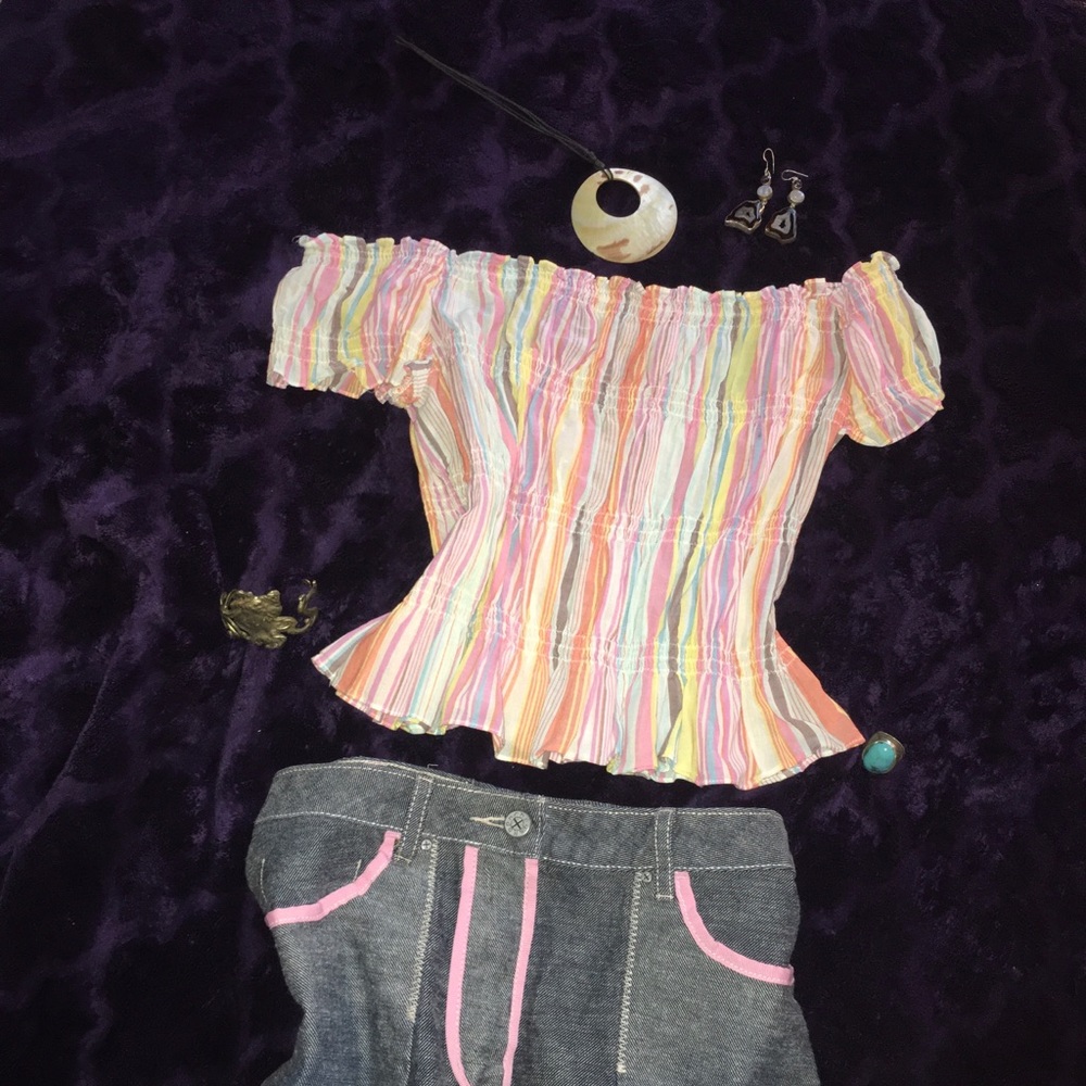 Express 70’s Inspired Retro Vintage Look Crop Top